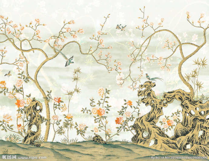 G花鸟背景墙背景