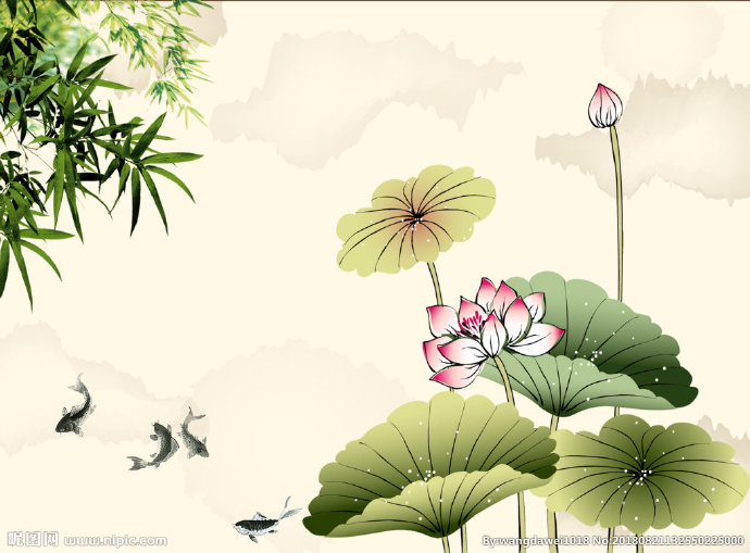 G中式荷花背景背