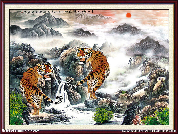 G上山虎背景墙上