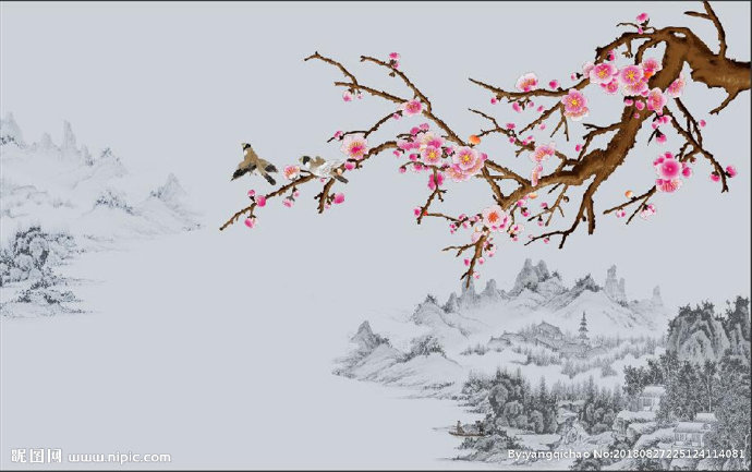 G新中式花鸟背景