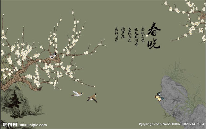 G中式花鸟背景墙