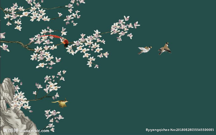 G花鸟背景墙背景