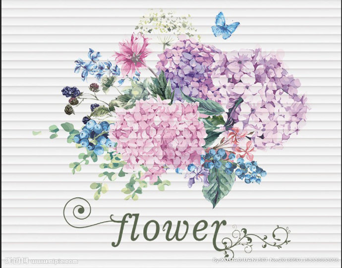 G水墨画花束背景