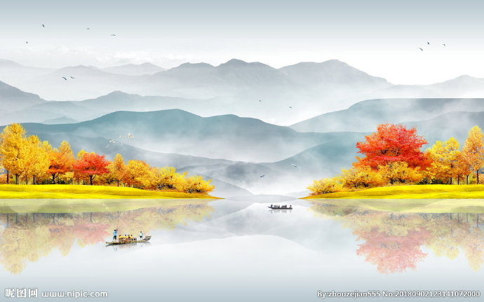 G新中式山水风背
