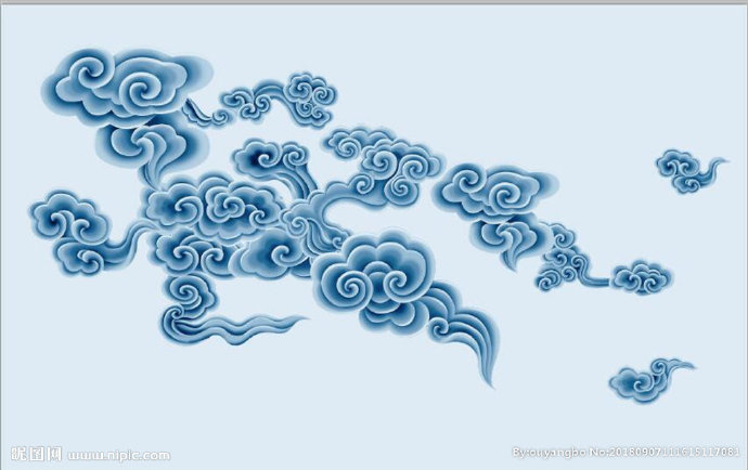 G新中式蓝色水墨