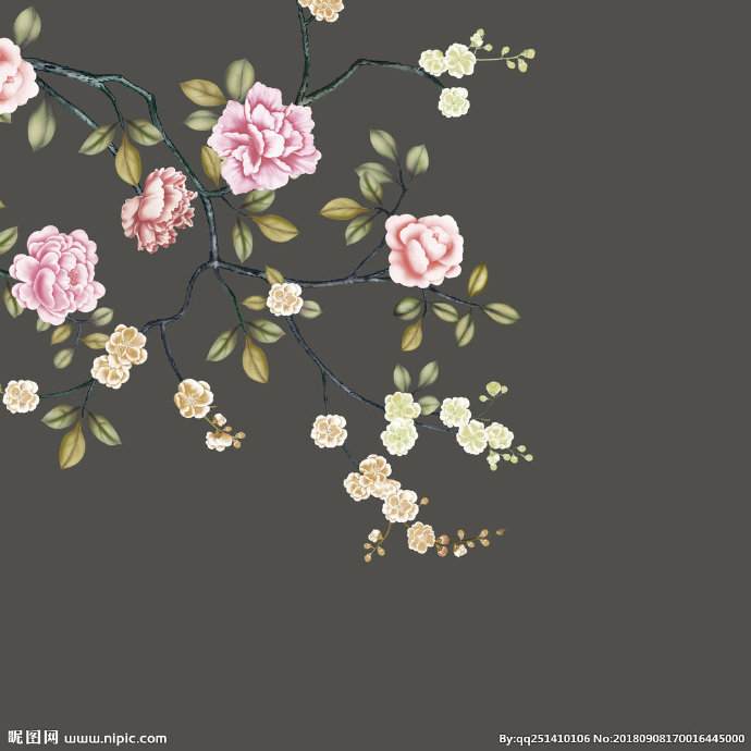 G新中式牡丹花背