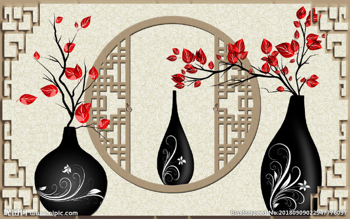 G中式花瓶立体图