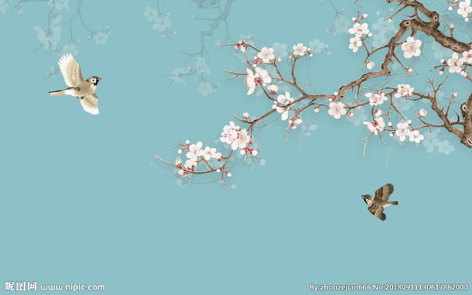 G新中式花鸟图背