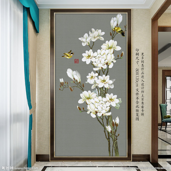 G手绘玉兰工笔花