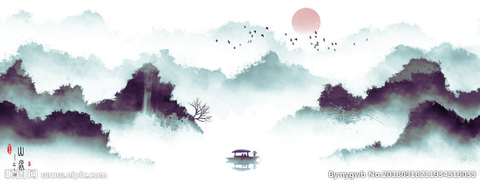 G古风水墨山水画