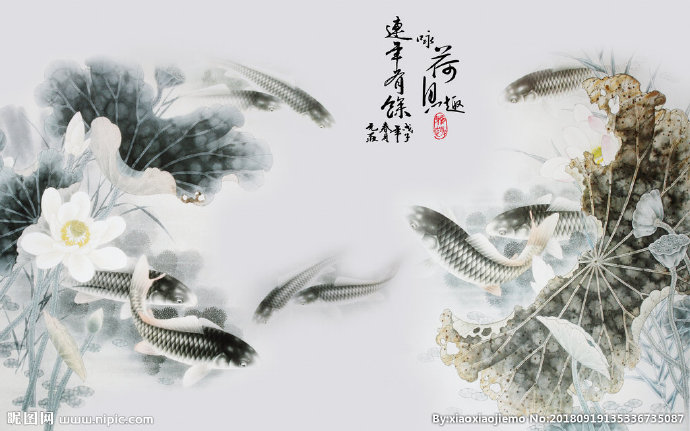 G水墨荷花装饰画