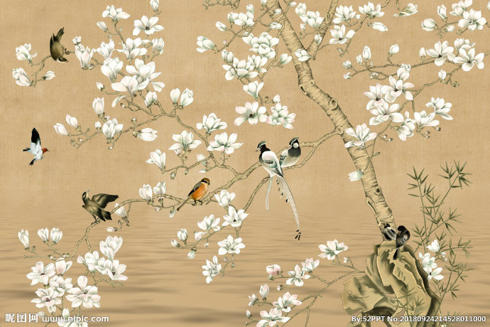 G工笔花鸟背景墙