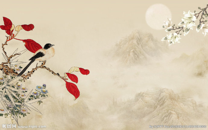 G工笔花鸟背景墙