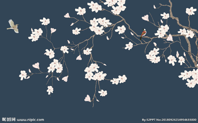 G工笔花鸟背景墙