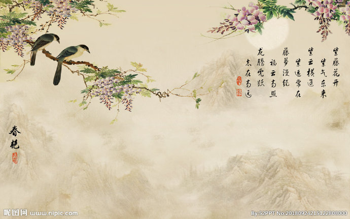 G工笔花鸟背景墙