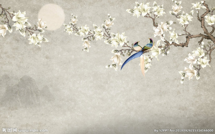 G工笔花鸟背景墙