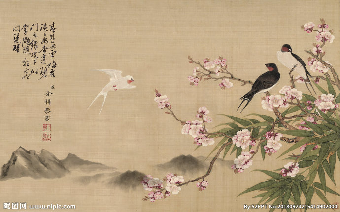 G工笔花鸟背景墙