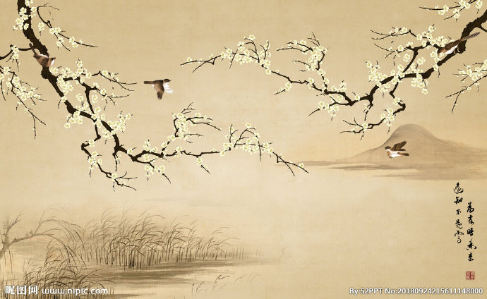 G工笔花鸟背景墙