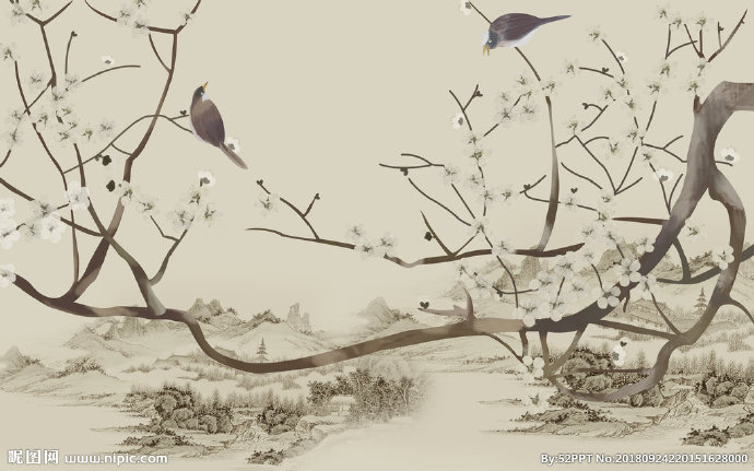 G工笔花鸟背景墙