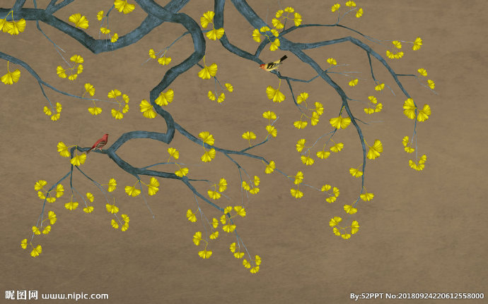 G工笔花鸟背景墙