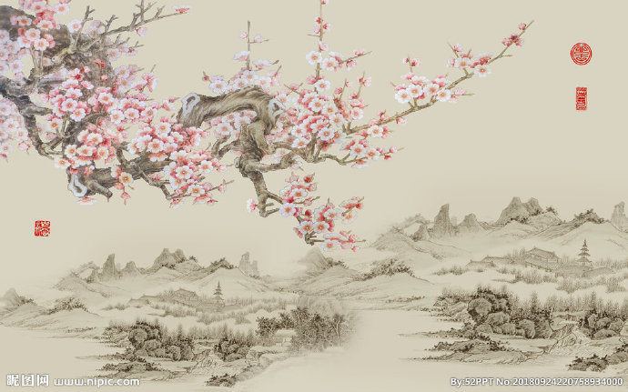 G工笔花鸟背景墙