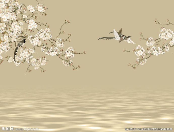 G工笔花鸟背景墙