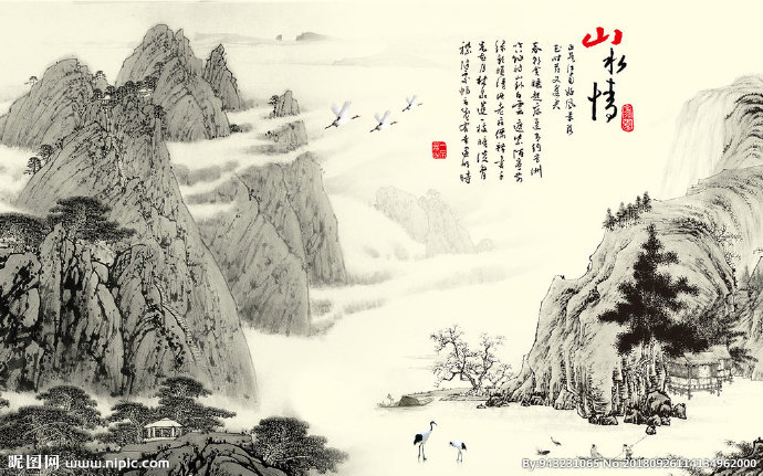 G山水情壁画背景