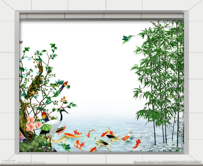 G竹子背景墙竹子