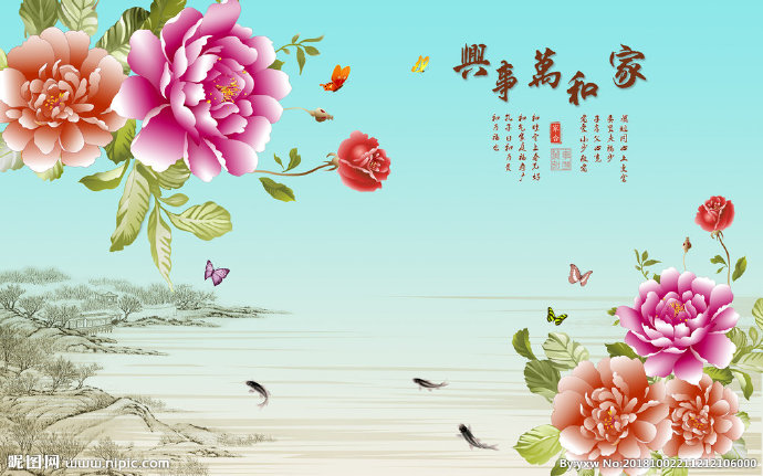 G牡丹背景墙背景