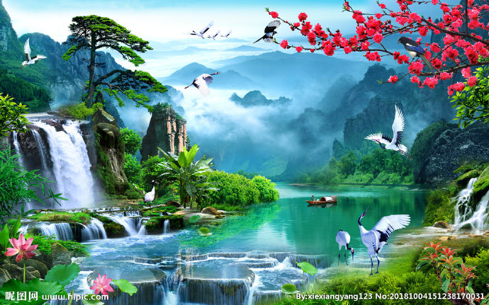 G山水画背景墙背