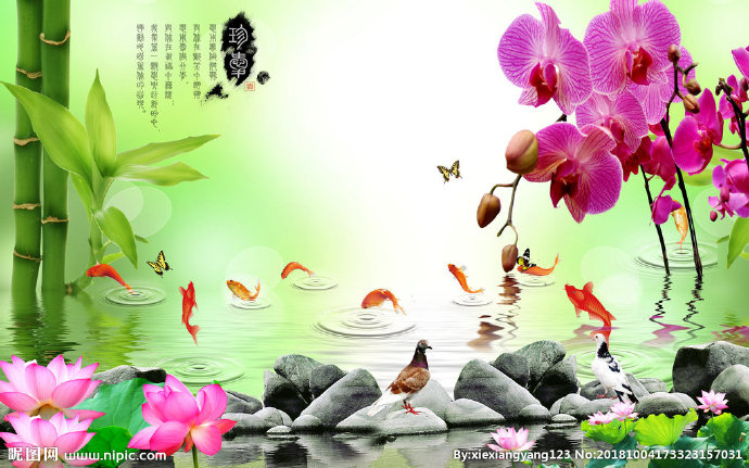 G竹子背景墙竹子
