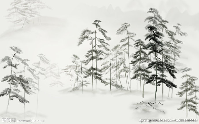 G松树背景墙松树
