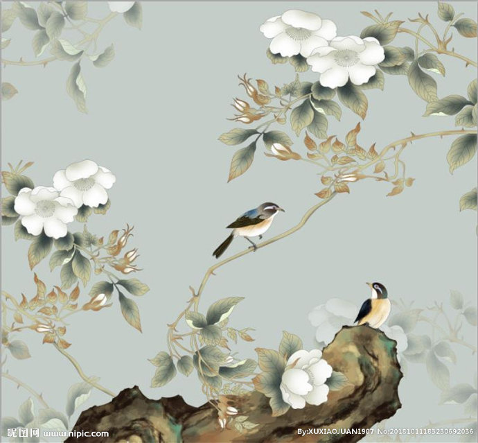 G工笔画花鸟背景