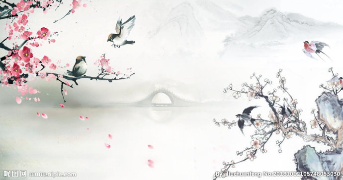 G梅花山水画背景