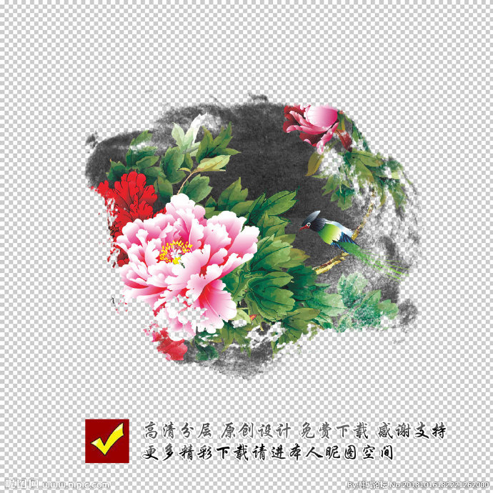 G牡丹花背景墙背