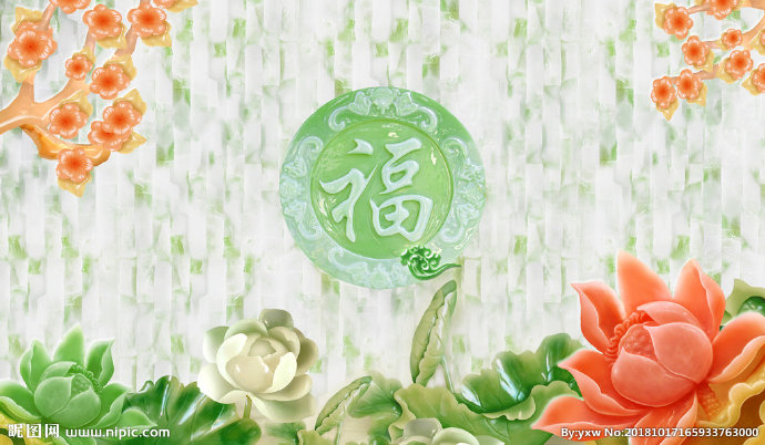 G荷花背景墙背景
