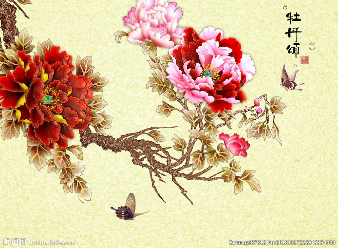 G牡丹颂背景墙背