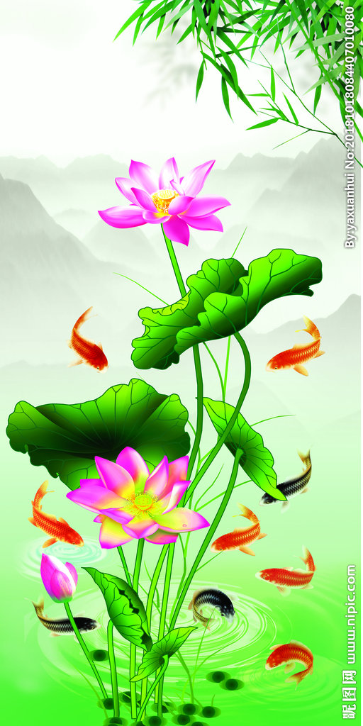 G荷花背景墙莲花