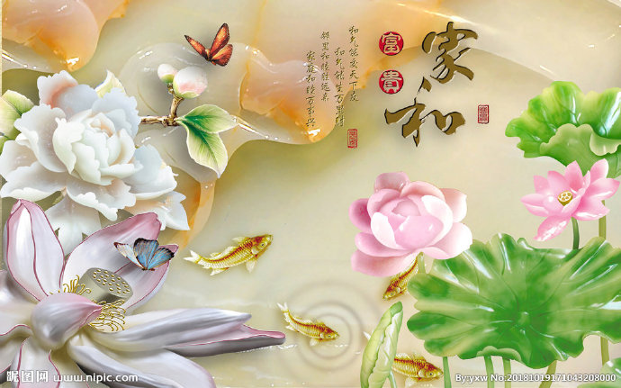 G荷花背景墙背景