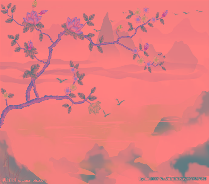 G植物水墨背景墙