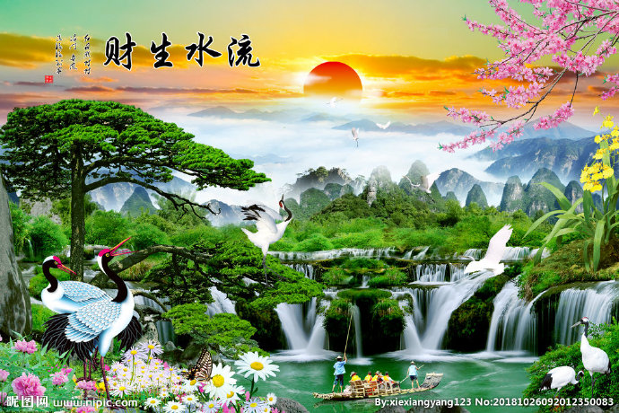 G流水生财背景墙