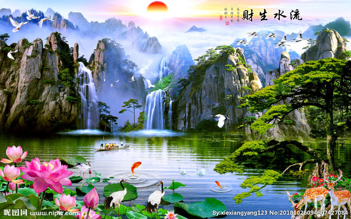 G流水生财背景墙