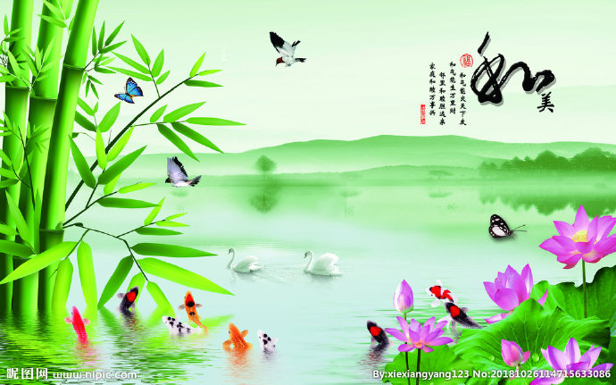 G竹子背景墙竹子