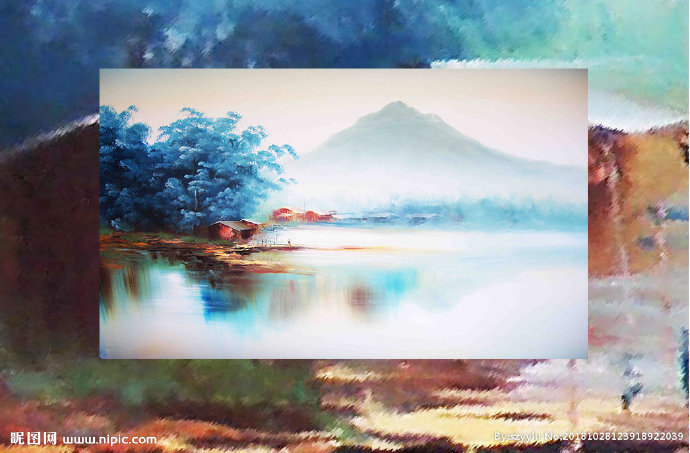G中式水彩抽象山