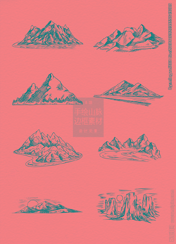 G山脉手绘背景墙
