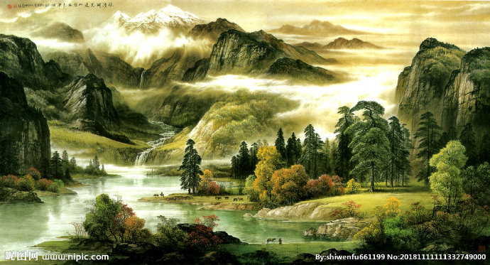 G山水画背景墙背