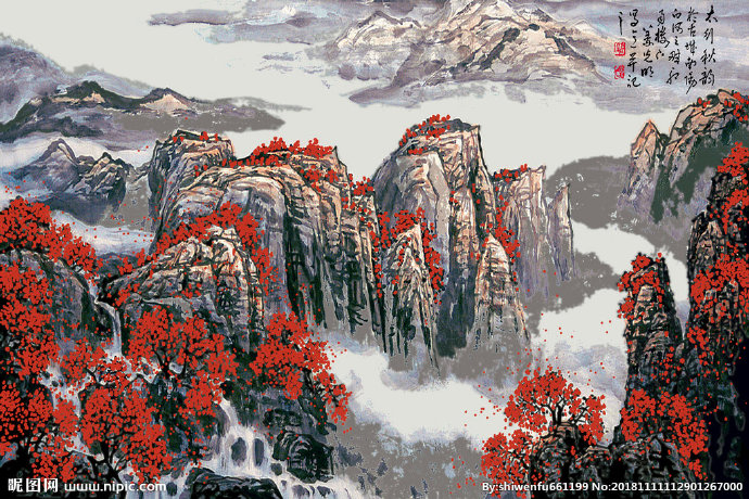G山水画背景墙背