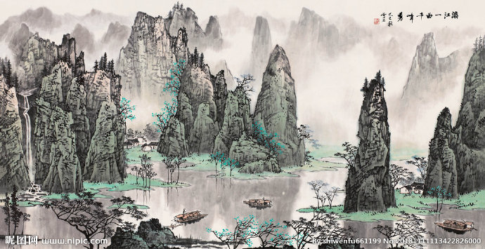G山水画背景墙背