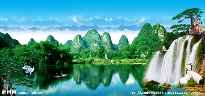 G山水画背景墙背