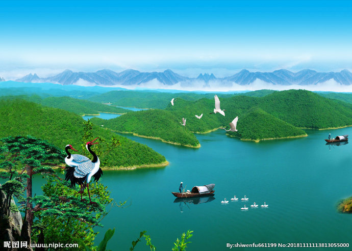 G山水画背景墙背